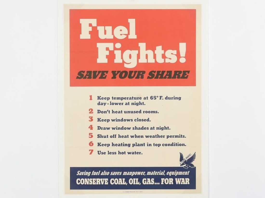 "Fuel Fights! Save Your Share" WWII Home Front Conservation Poster (1 of 1)
