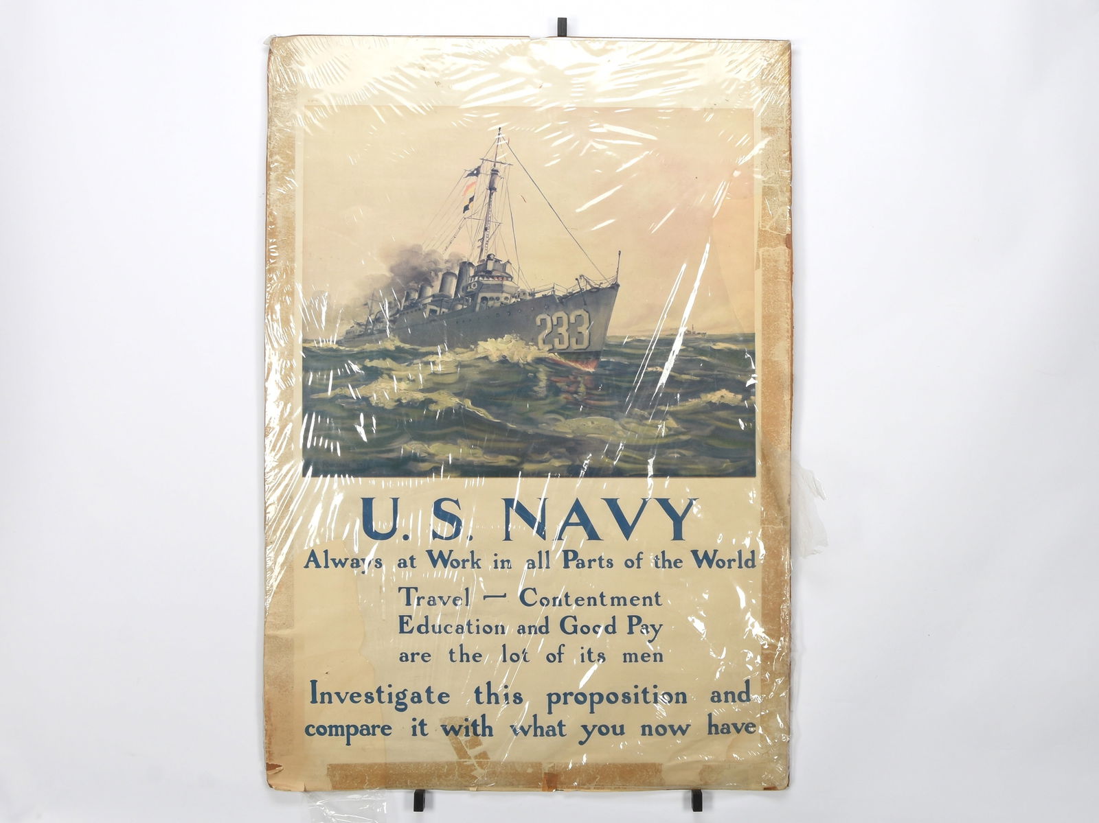 U.S. Navy Recruitment Poster featuring Destroyer No. 233 (1 of 3)