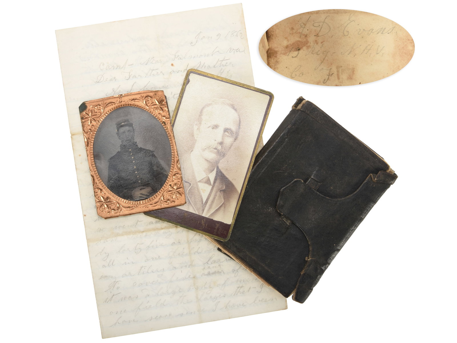 Diary, Letter, and Tintype of Alpheus D. Evans, 13th New Hampshire Infantry - Battle of (1 of 10)
