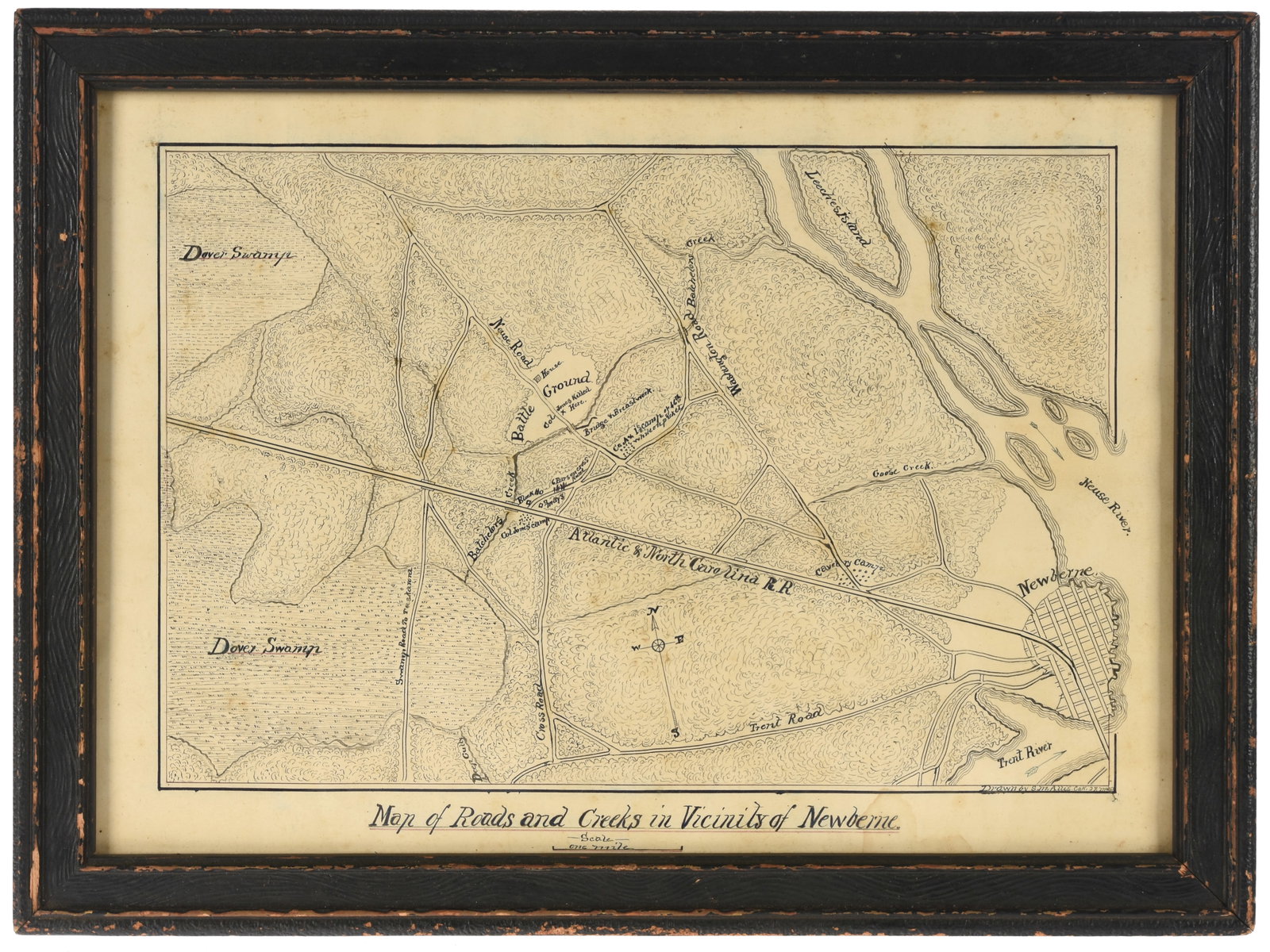Original Map of New Bern North Carolina & Battleground by Pvt. Solon Allis of the 27th Massachusetts (1 of 5)