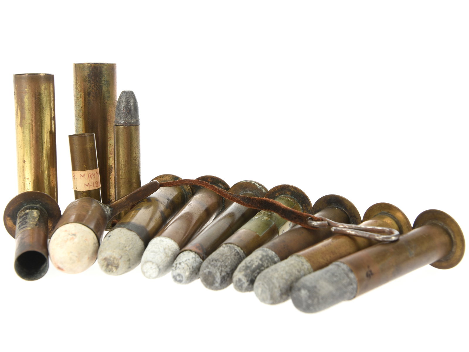 Maynard Rifle And Carbine Cartridge Lot Including Experimental Types: Maynard Rifle And Carbine Cartridge Lot Including Experimental Types. A representative and technically interesting group of metallic cartridges and related cases for the Maynard system, spanning multi