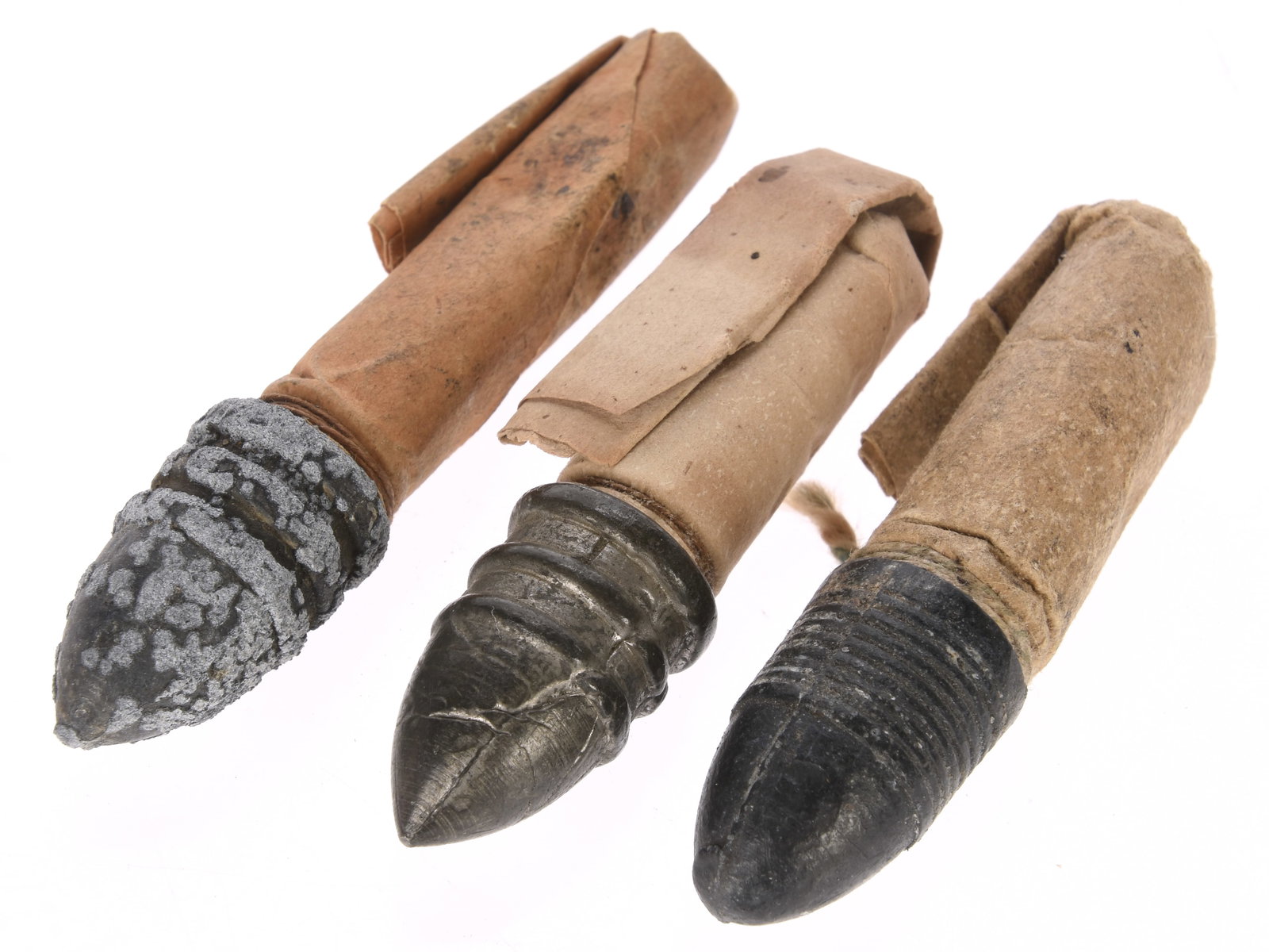 Civil War Sharps Carbine 'Ringtail' Bullets with Tie?Base Cartridges: Lot of Three Variants (1 of 5)