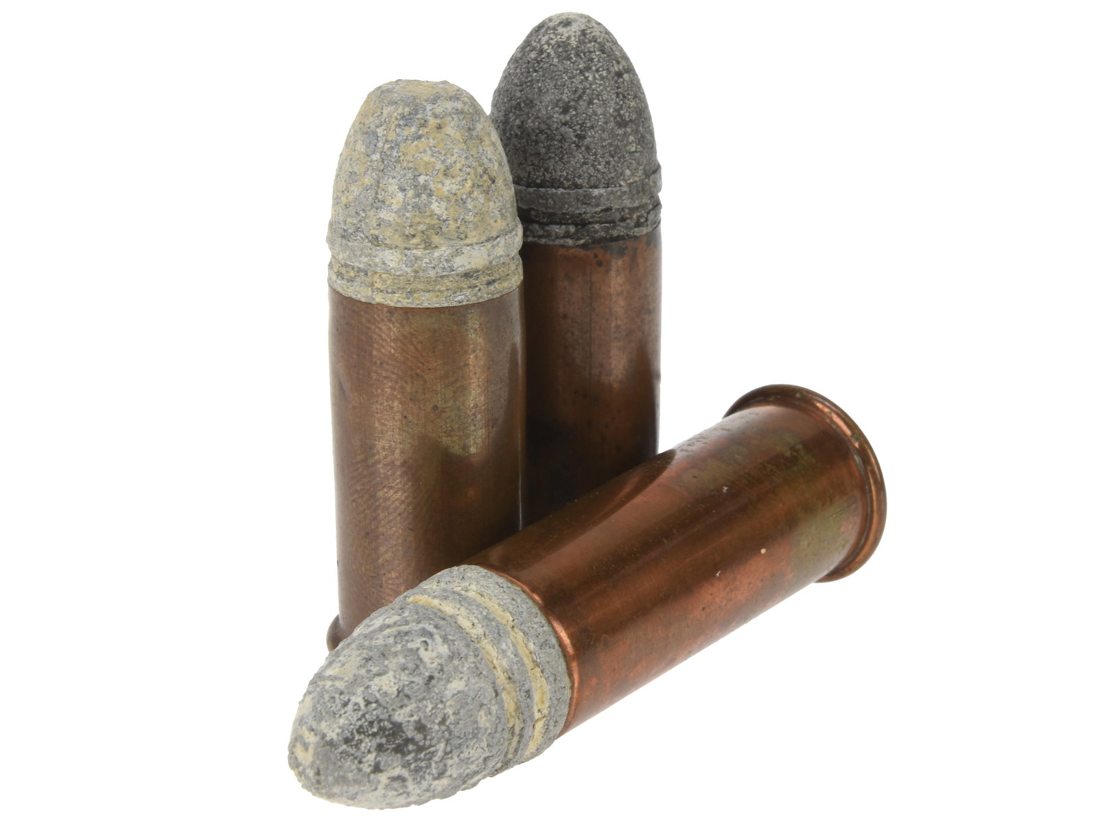 Lot of Three .52 Caliber Sharps & Hankins and Sharps Rimfire Cartridges: Lot of Three .52 Caliber Sharps & Hankins and Sharps Rimfire Cartridges Three .52 caliber rimfire metallic cartridges associated with the Sharps & Hankins carbines and rifles of the Civil War and imme