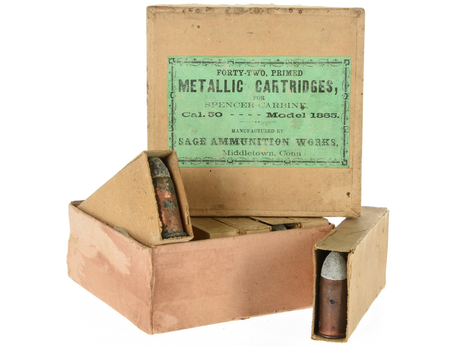 .50 Spencer Carbine Metallic Cartridges Forty-Two Round Carton By Sage Ammunition Works (1 of 6)