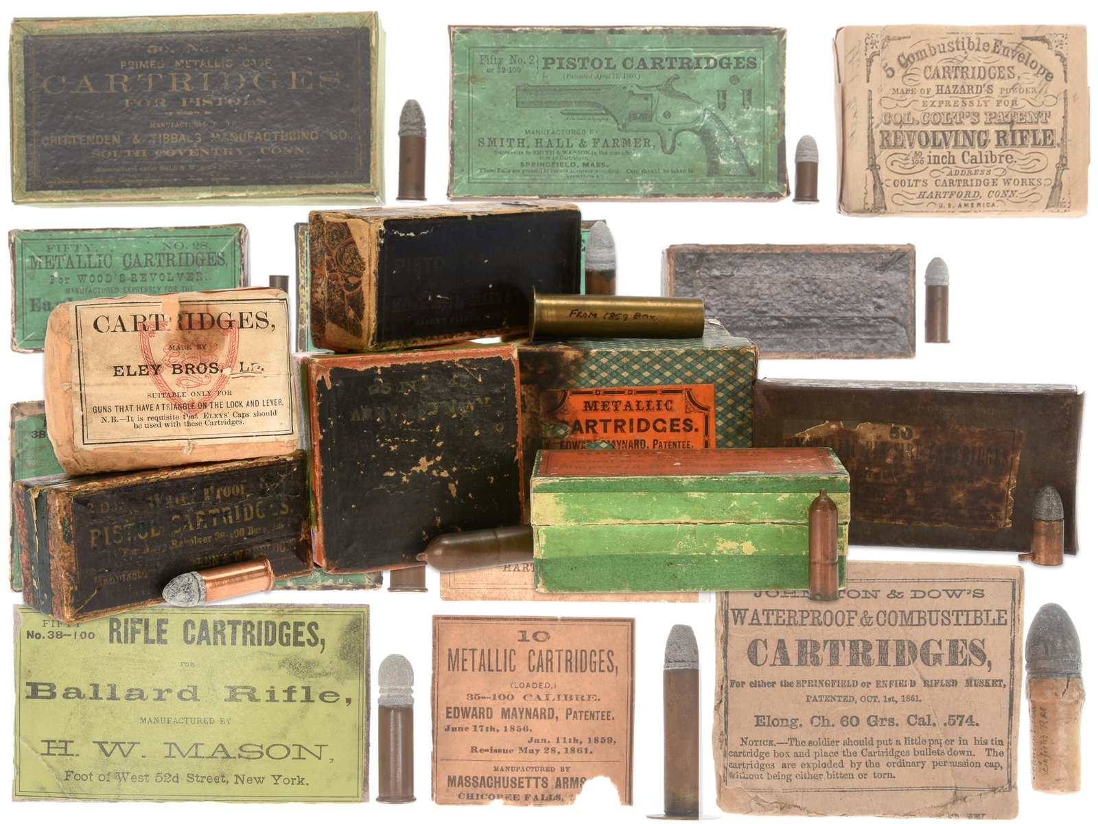 Lot of Civil War Era and Early Metallic Cartridge Era Boxes, Packets, and Labels (1 of 11)