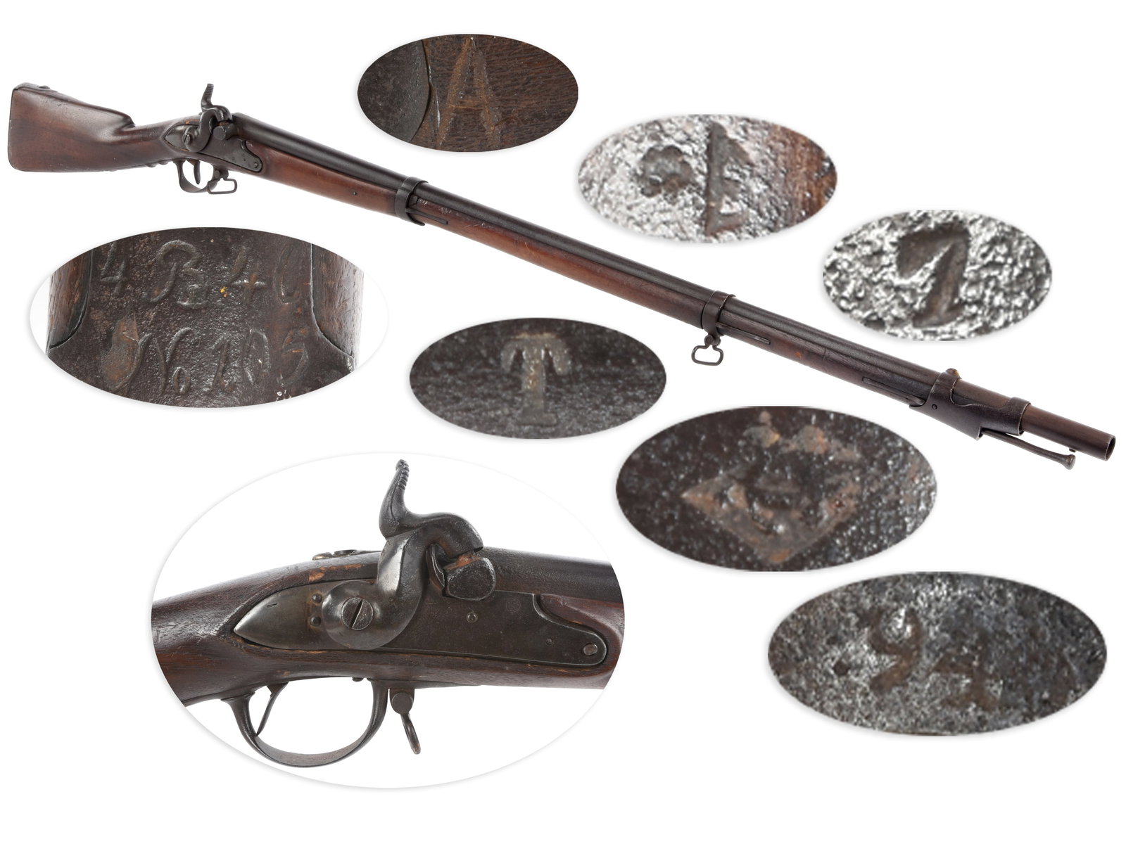 Composite Germanic Percussion Conversion Musket: LC-68 Composite Germanic Percussion Conversion Musket. .69 caliber. 40.125” barrel. S/N: None. Unknown finish, steel furniture, European hardwood stock with recessed cheek piece. Percussion conv