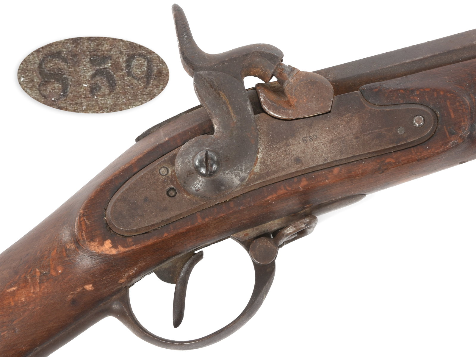 Austrian Model 1854 Lorenz Altered to Trade Gun: Austrian Model 1854 Lorenz Altered to Trade Gun. .60 caliber. 30” octagon to round barrel. S/N: None. Bright finish, iron and brass mountings, beechwood stock. Single shot percussion muzzleloadi
