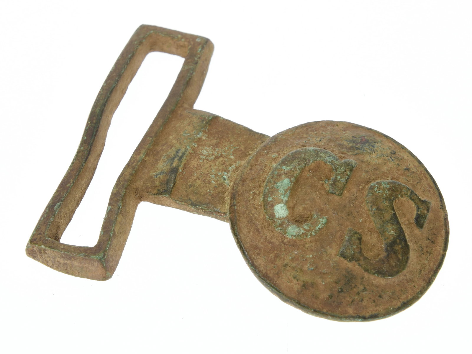 Excavated Tongue Portion of Confederate "CS" Two-Piece Sword Belt Plate (1 of 3)