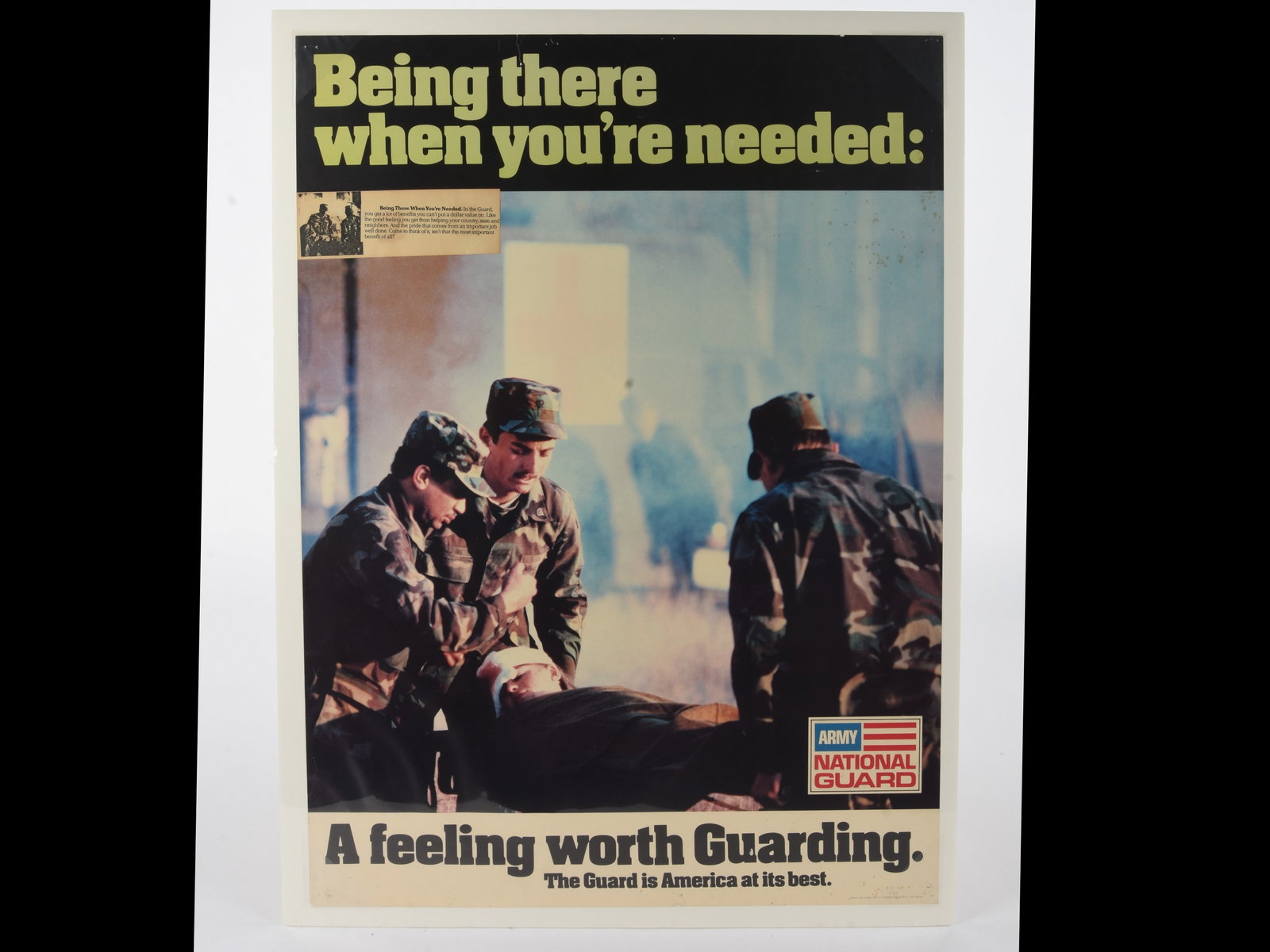 Cold War Era Army National Guard Recruitment Poster: 'Being there when you're needed': Cold War Era Army National Guard Recruitment Poster: 'Being there when you're needed' Description: This original recruitment poster was part of a major public relations campaign for the Army National 