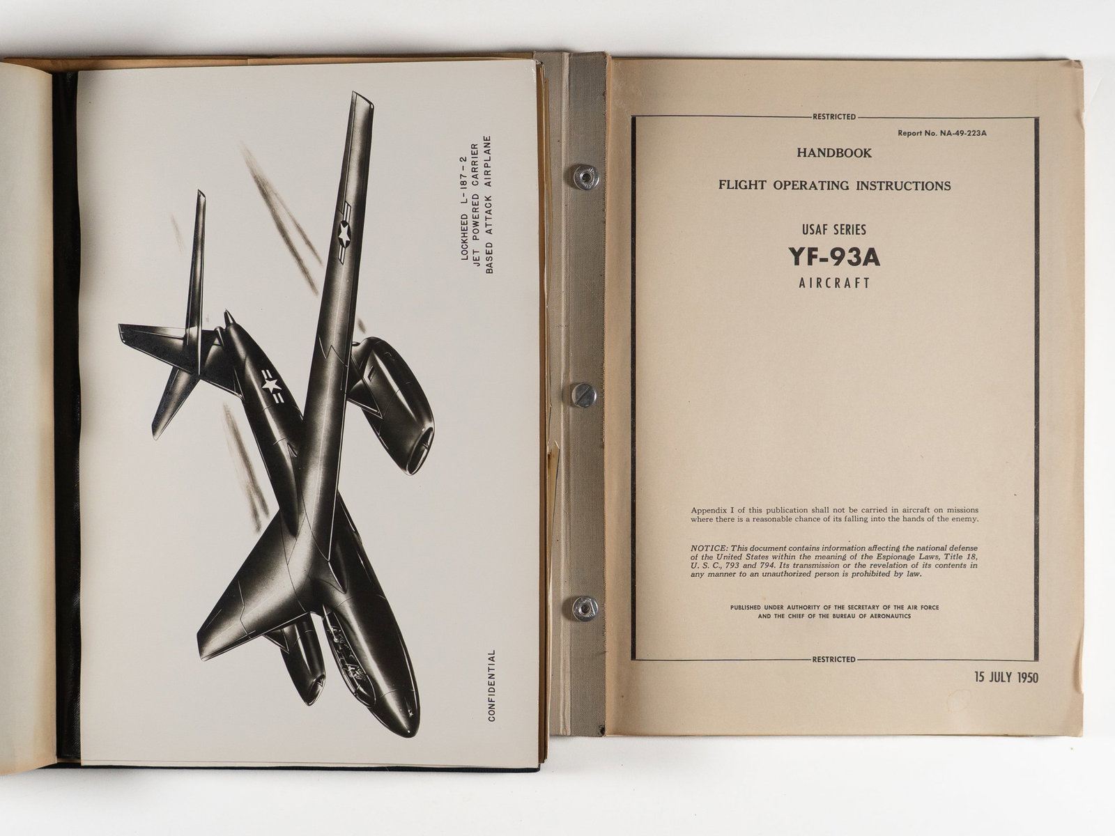 Lockheed L-187 Carrier-Based Bomber Design Dossier and YF-93A Flight Manual (1 of 20)