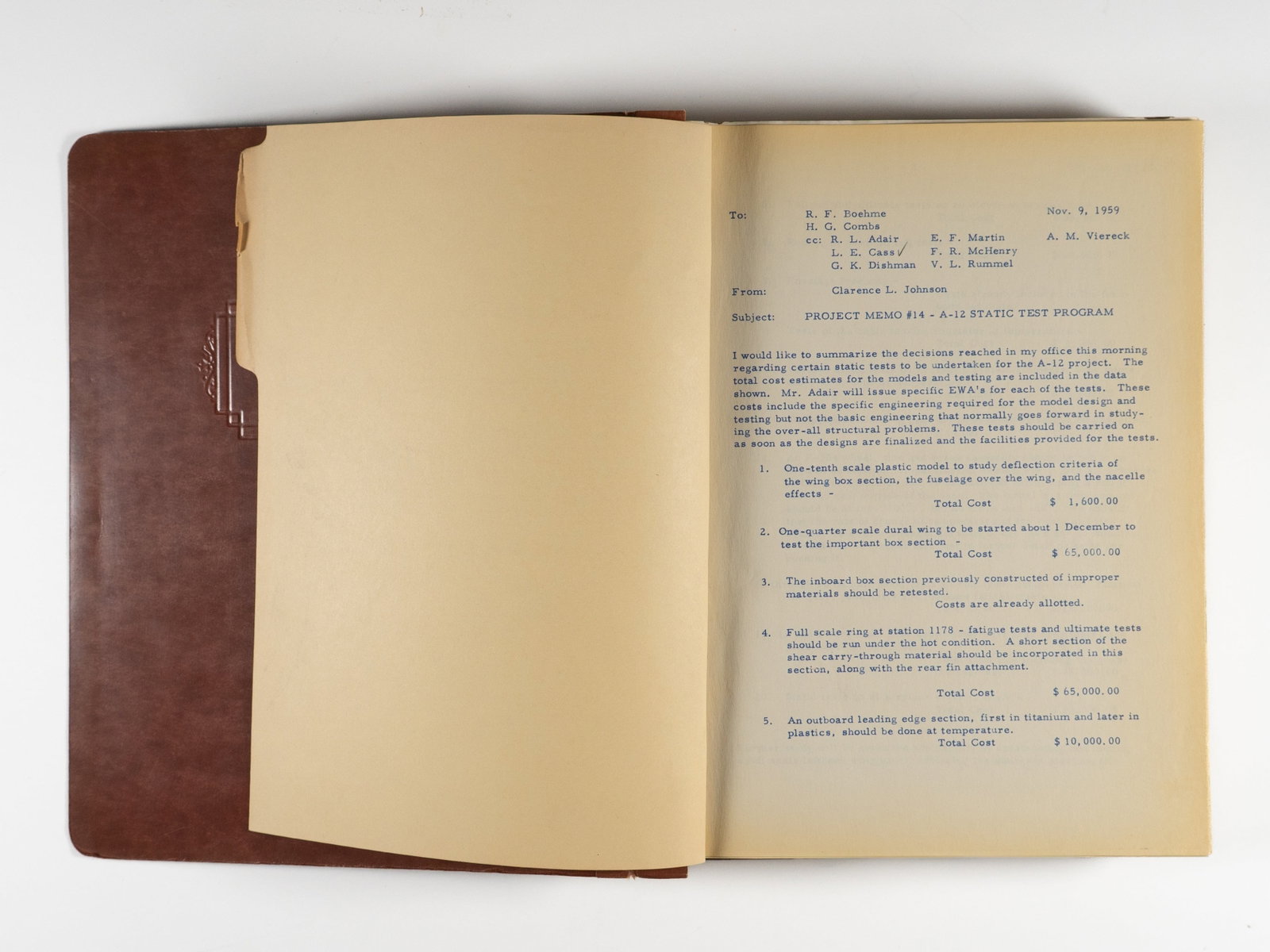 Lockheed "Skunk Works" Blackbird Engineering & Flight Test Archive Binder (1959–1974) (1 of 16)