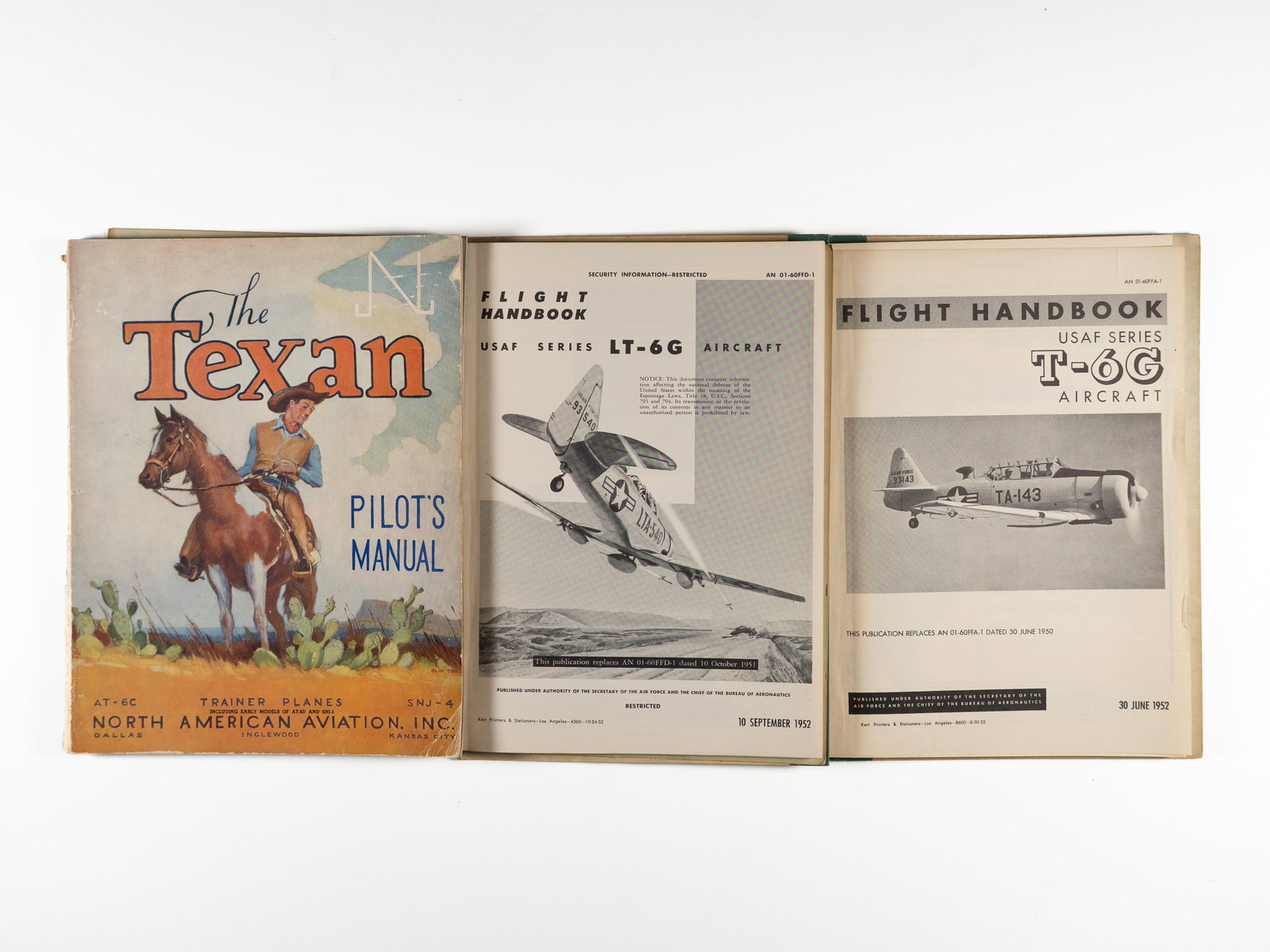 Collection of Three North American Aviation T-6 Texan Flight Handbooks (1943–1952): Collection of Three North American Aviation T-6 Texan Flight Handbooks (1943–1952) This collection comprises three original military flight manuals documenting the evolution of the North American