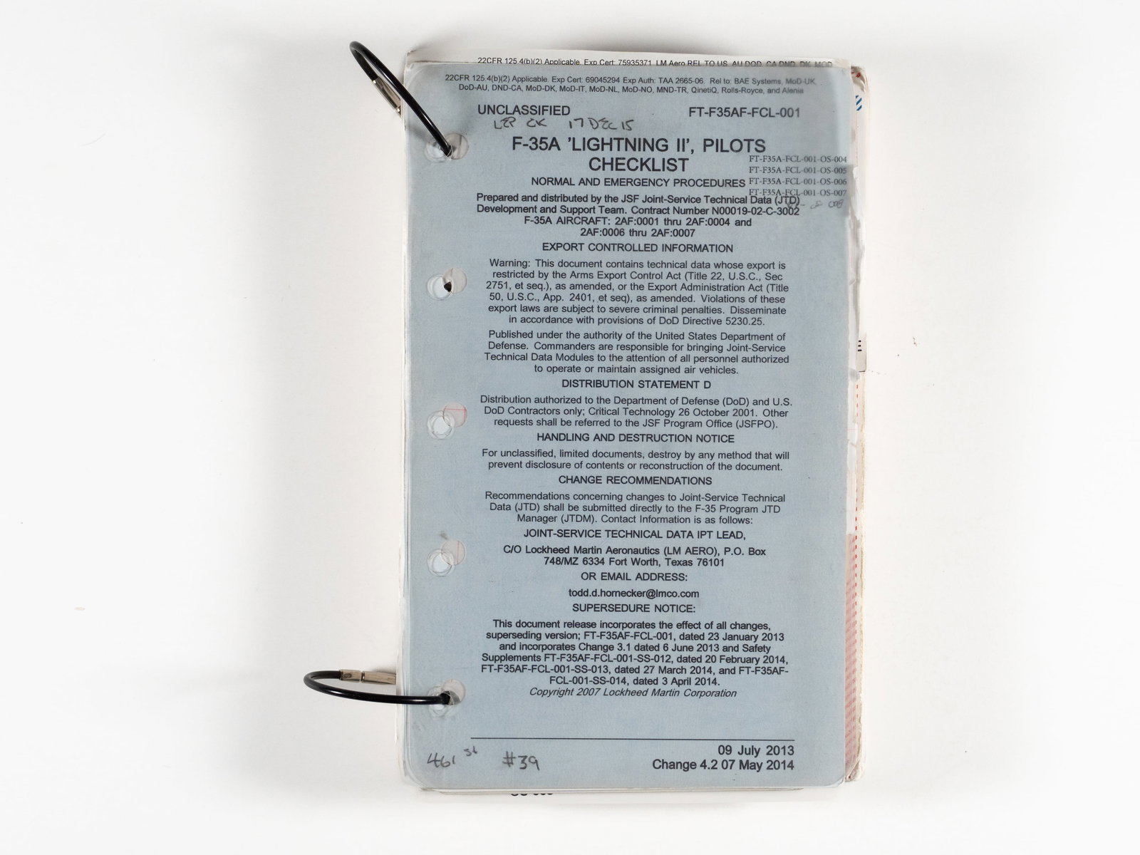 F-35A ‘Lightning II’ Pilot’s Flight Checklist (1 of 10)