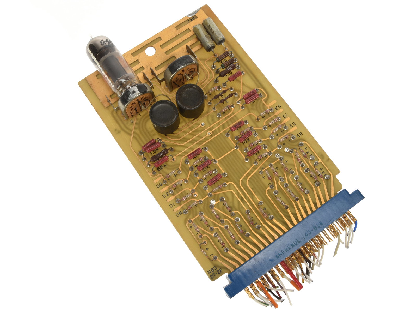 Vintage National Bureau of Standards Logic Module c. 1963: Vintage National Bureau of Standards Logic Module c. 1963 Vintage printed circuit board (PCB) identified as a 'DT-2F' model, manufactured for or by the National Bureau of Standards (NBS). The board