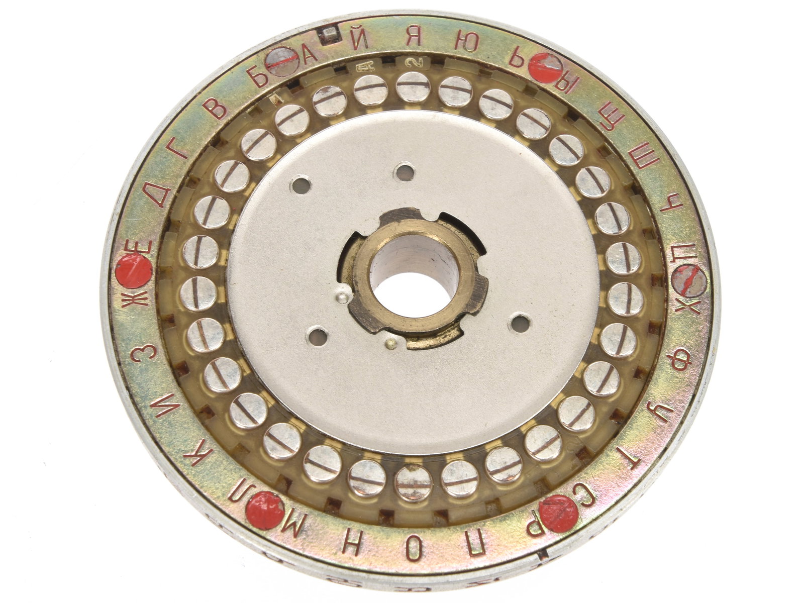 Soviet / Russian M-125 Fialka Rotor Wheel: Soviet / Russian M-125 Fialka Rotor Wheel Interesting and rare stand-alone mechanical rotor for the Fialka or 'Russian Enigma' Cipher Machine. Clearly displays its 30 points of contact along with