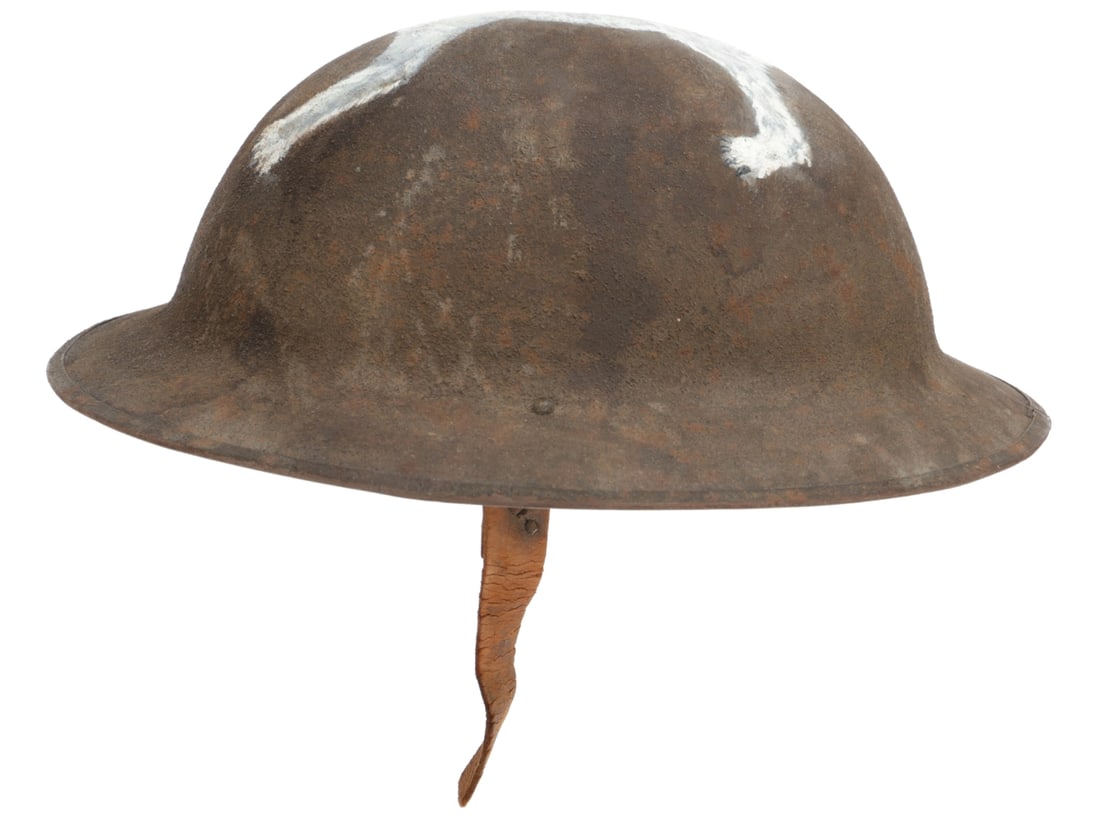 Original WWI Helmet & Liner with Horrible Painting of Polar Bear Rug (1 of 7)