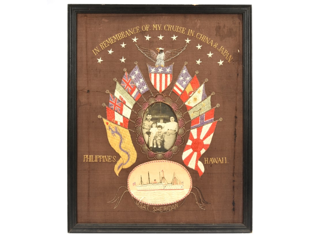 USAT Sheridan China & Japan Voyage Memorial Silk Trapunto (1 of 2)