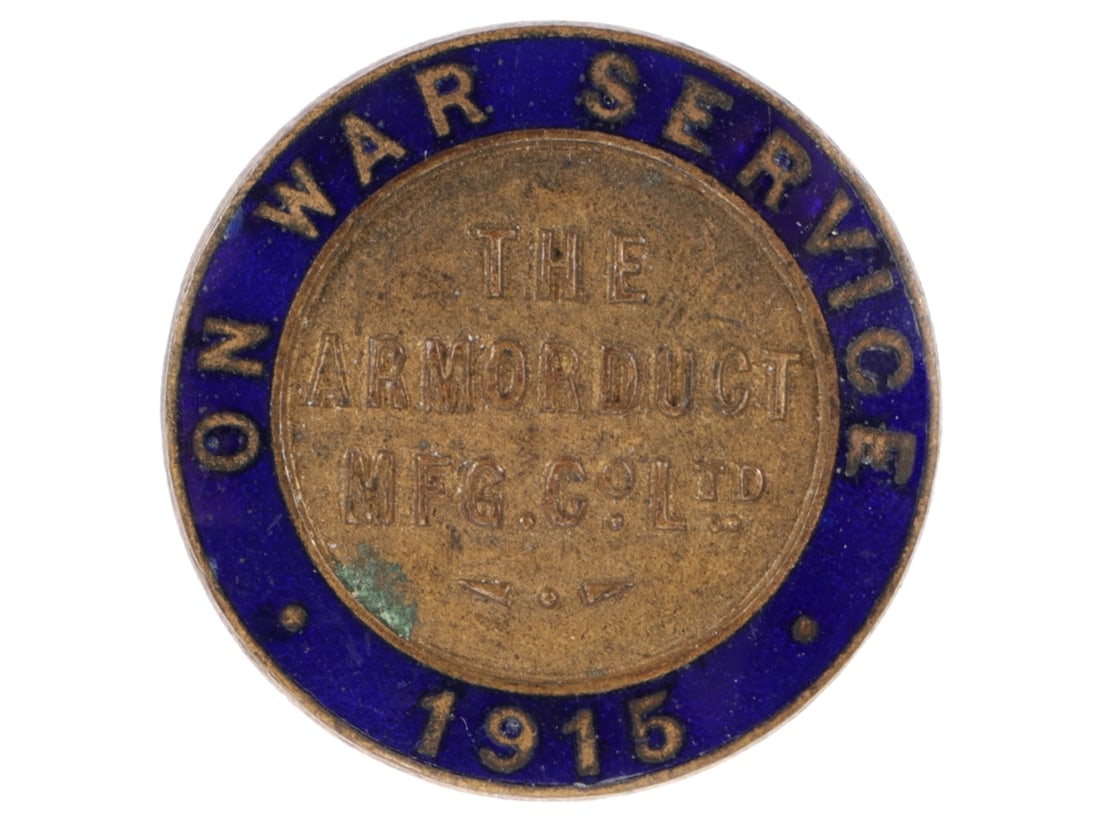On War Service Civilian Workers Lapel Pin: The Armorduct Mfg. Co. Ltd - Trading with the Enemy (1 of 3)