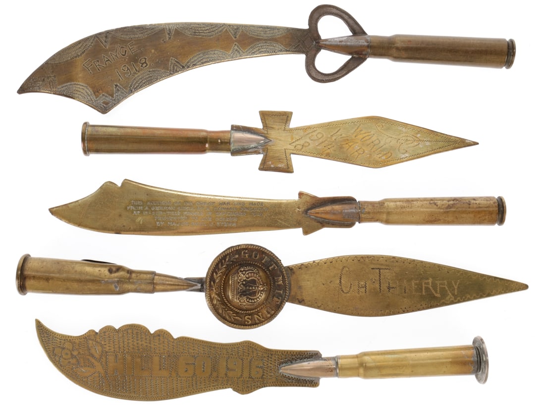 WWI Trench Art Letter Openers - Lot of 5 (1 of 6)
