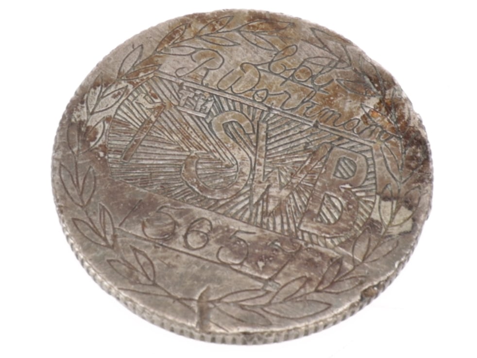 WWI 7th Battalion South Wales Borderers ID / Love Token: WWI 7th Battalion South Wales Borderers ID / Love Token French coin engraved with a wreath around the edge. Cpl. R. Workman is inscribed in fine script with 7th SWB on a rayed background and service n