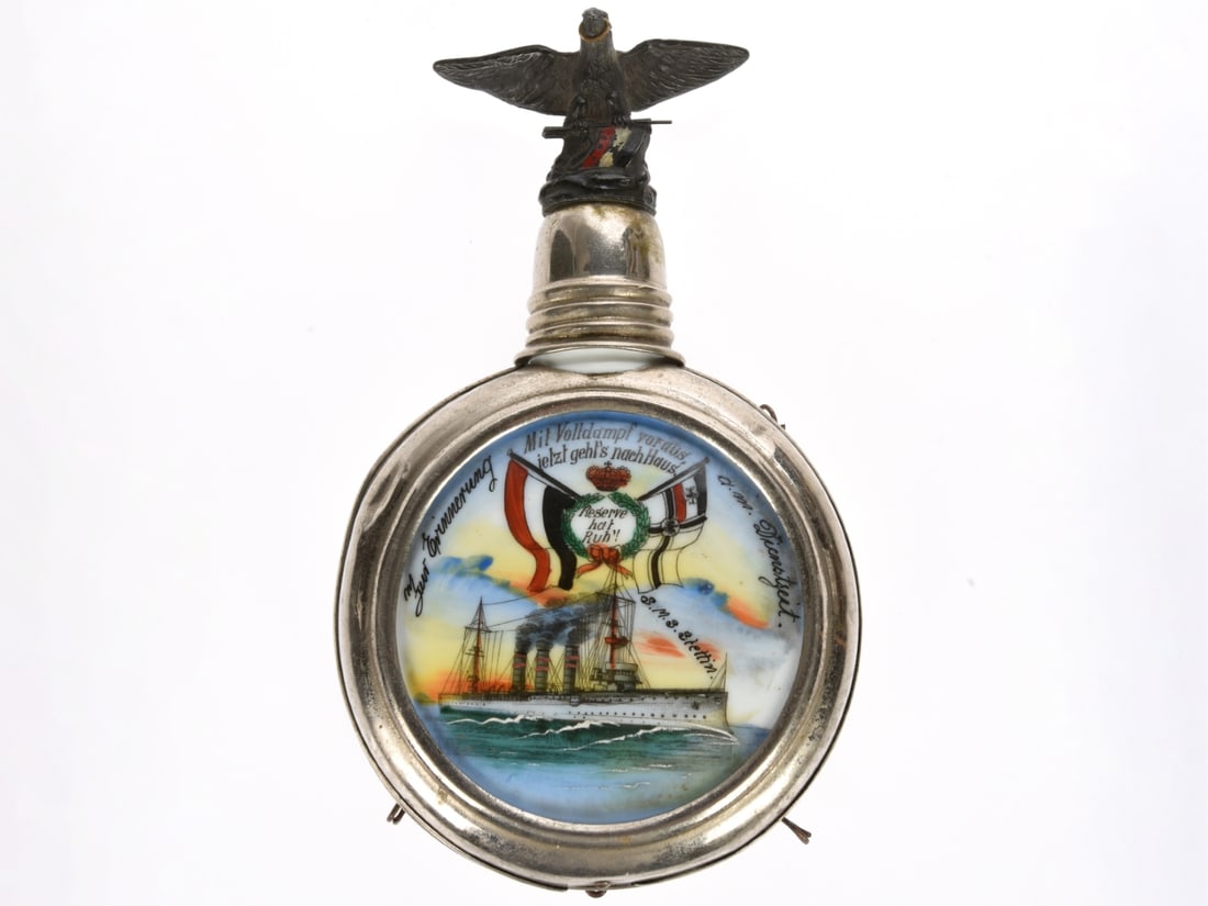 Imperial Kaiserliche Marine Reservist Flask: SMS Stettin 1909-1912 (1 of 2)