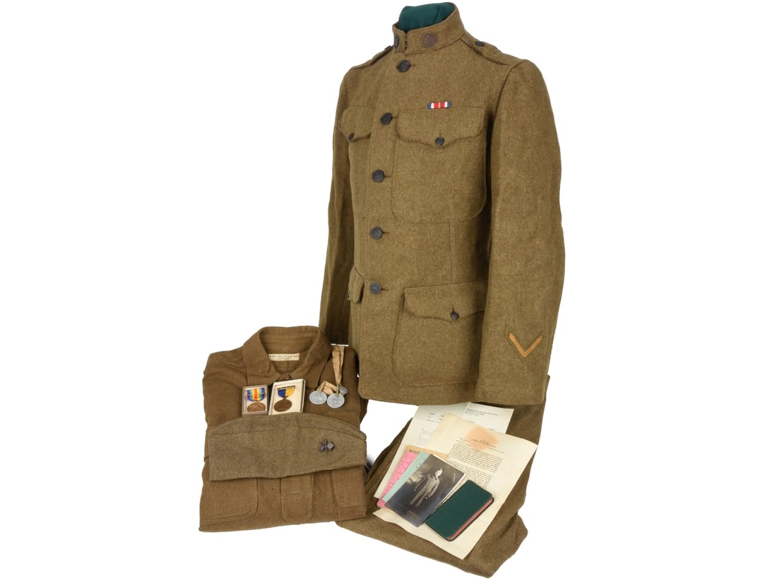 AEF 309th Aero Squadron NCO's Uniform Group with Diary & British Made US Issue Shirt (1 of 14)