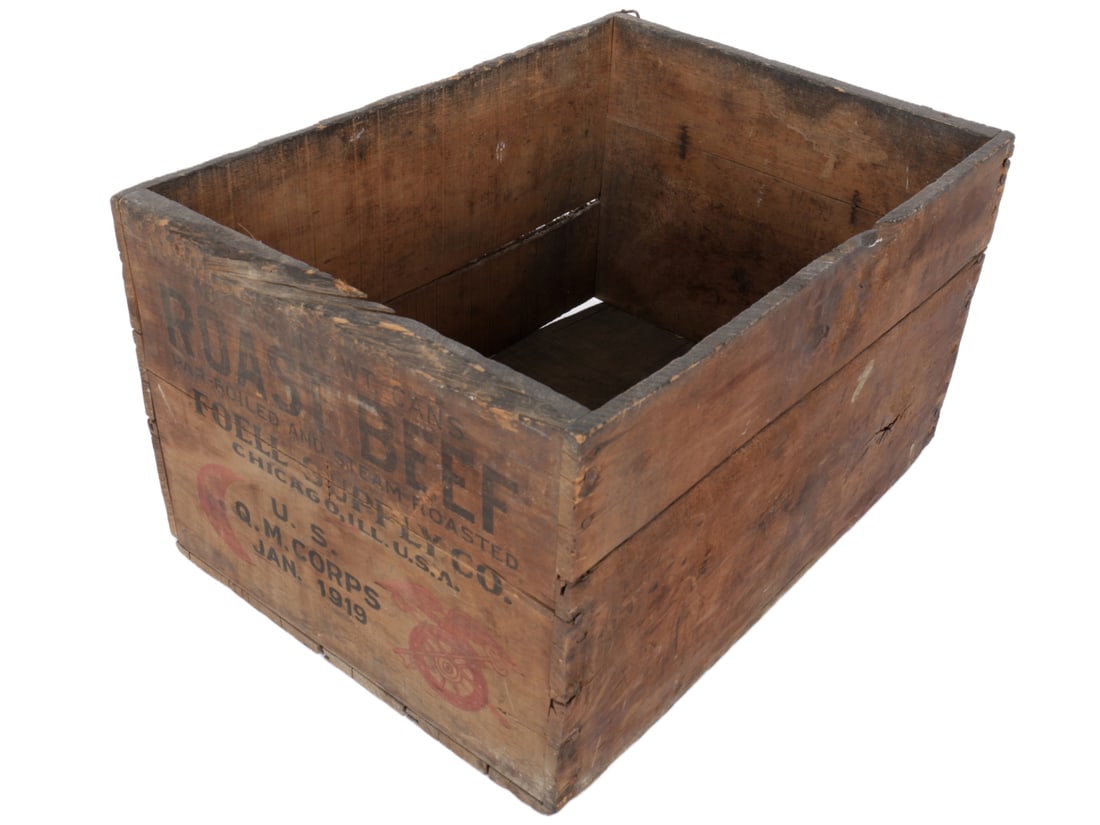 WWI AEF Quartermaster Corps Meat Ration Crate: Roast Beef (1 of 5)
