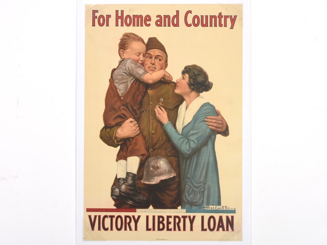 WWI 'For Home and Country' Victory Liberty Loan Poster: WWI 'For Home and Country' Victory Liberty Loan Poster Description: This is an original World War I recruitment and war bond propaganda poster titled 'For Home and Country' created for the Victory Lib