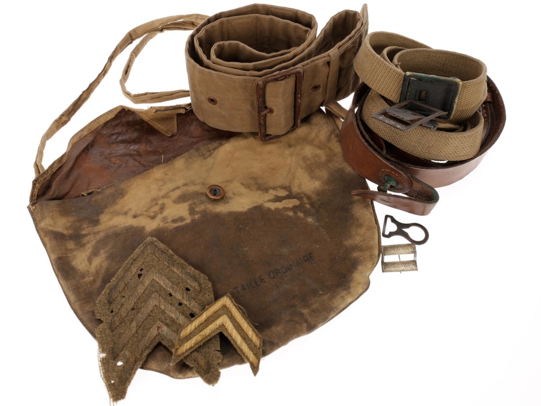 AEF Officer's French M2 Gas Mask Carrier & Miscellaneous (1 of 11)
