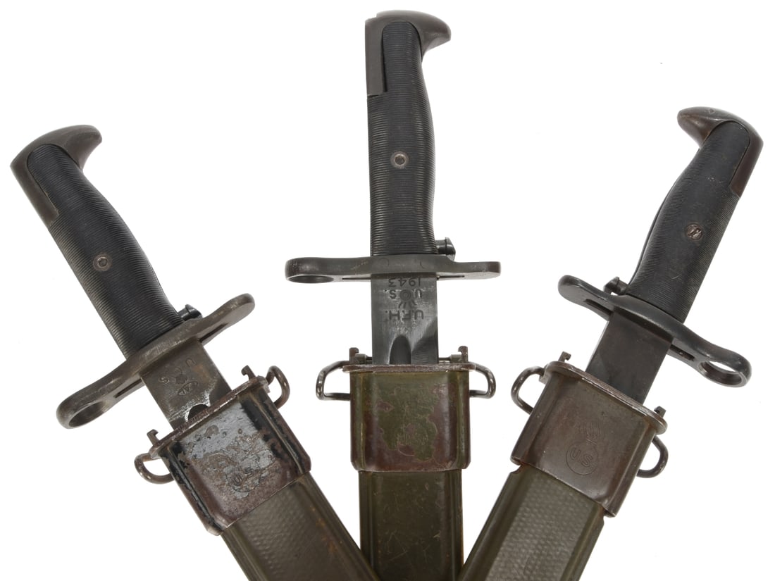 WWII US M1905E1 and M1 Bayonet Lot of 3 (1 of 10)