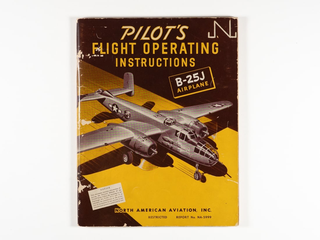 WW2 B-25J Airplane Pilot's Flight Operating Instructions Manual (1 of 10)
