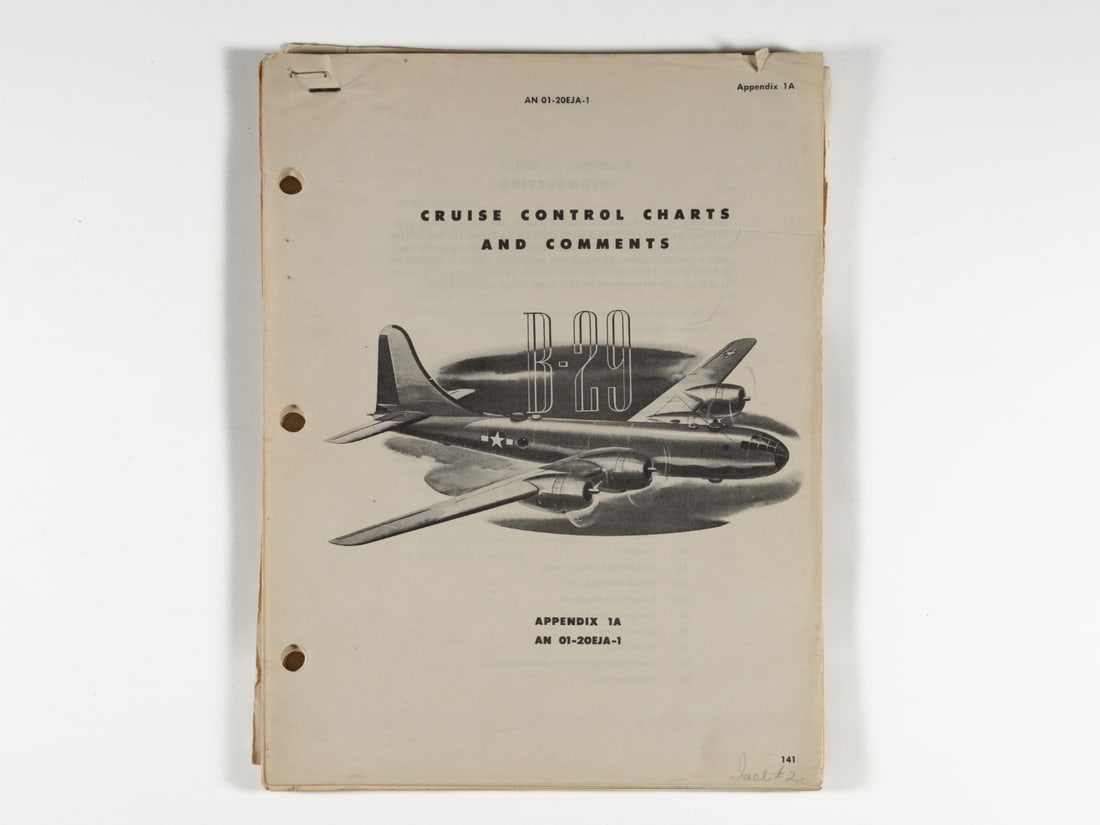 B-29 Superfortress Cruise Control Charts and Comments (AN 01-20EJA-1): B-29 Superfortress Cruise Control Charts and Comments (AN 01-20EJA-1) An original World War II-era technical manual, designated as Appendix 1A of Technical Order AN 01-20EJA-1, produced circa 1944-194