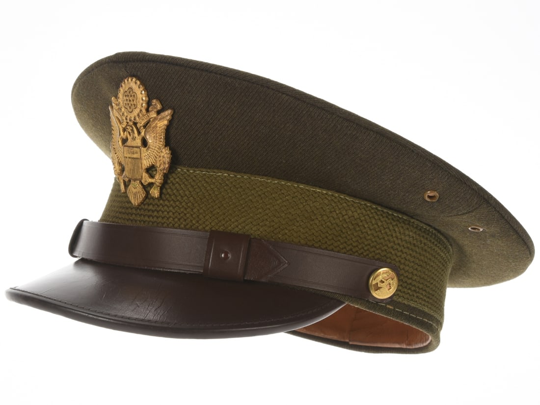 WWII US Army Officer's Visor Cap with Engineer Buttons (1 of 8)