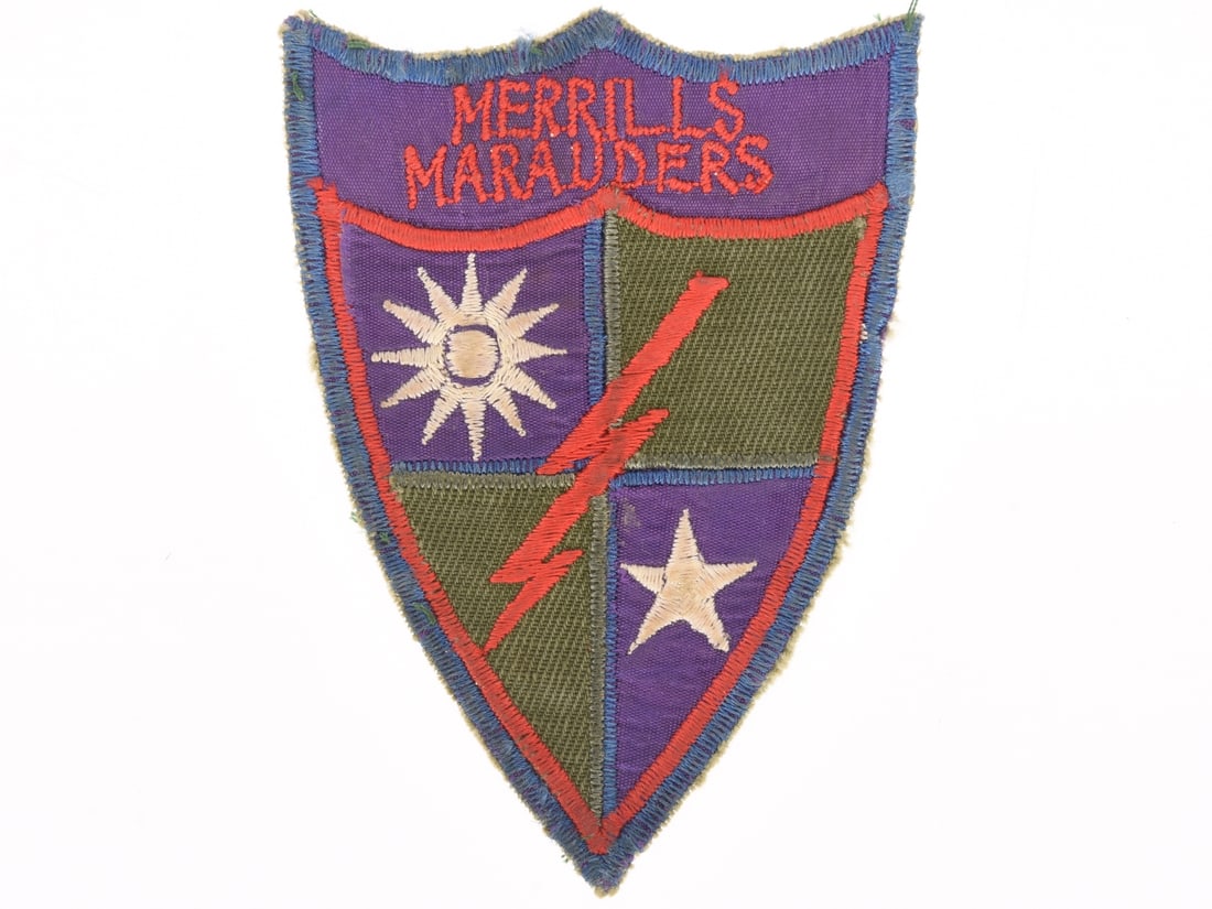 WWII 5307th Composite Unit Merrill's Marauders Theater Made Shoulder Patch: WWII 5307th Composite Unit Merrill's Marauders Theater Made Shoulder Patch A very nice original theater-made example on lightweight olive twill. Officially designated the 5307th Composite Unit (Provis