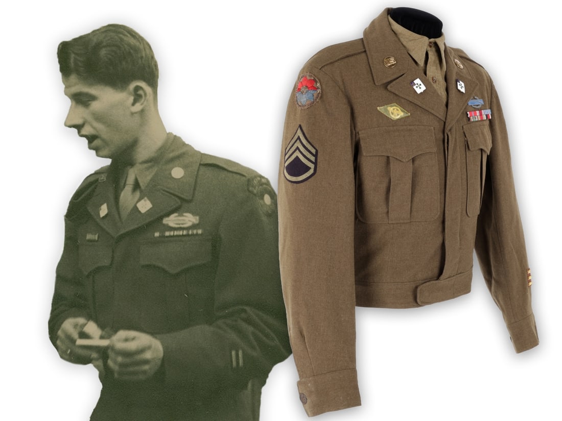 WWII US 9th Infantry / 4th Armored Division NCO's Uniform with Bullion 9th Infantry Insignia (1 of 20)