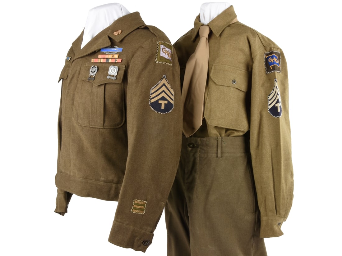 WWII US Army South West Pacific Area GHQ NCO's Uniform Group with Bullion Insignia (1 of 12)