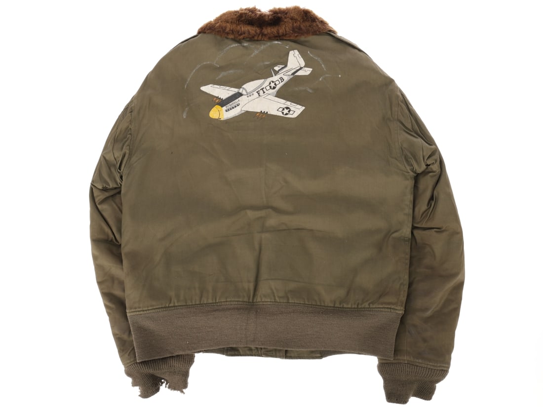 9th Air Force 353rd Fighter Squadron Mustang Pilot's Painted B-10 Flight Jacket: Identified (1 of 10)