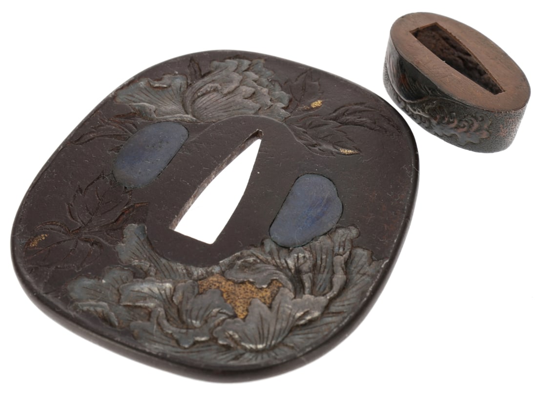 Japanese Civilian Art Sword Tsuba and Fuchi Set (1 of 8)