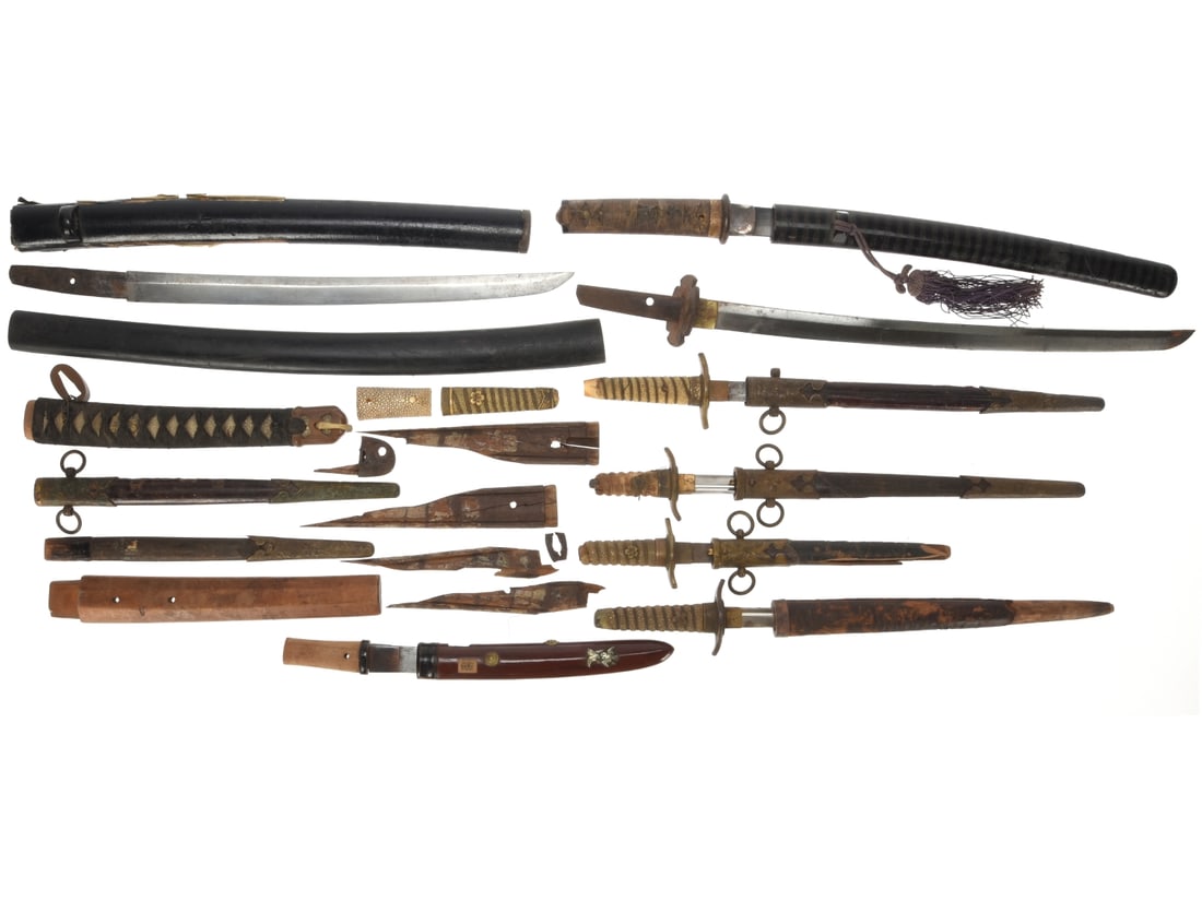 Japanese WWII Edged Weapons Mixed Parts & Restoration Lot (1 of 10)