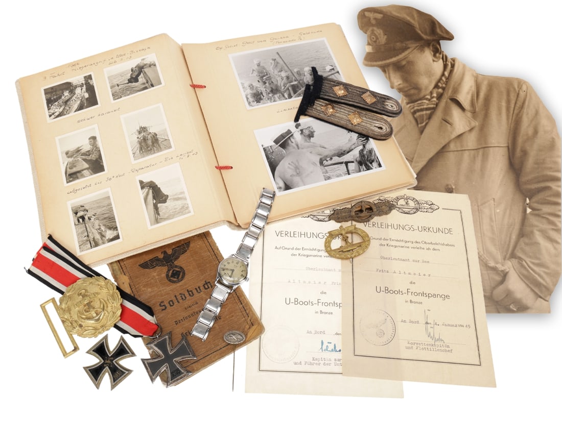 U-1227 Commander Friedrich Altmeier's Archive: Album, Watch, Medals & Decorations (1 of 20)