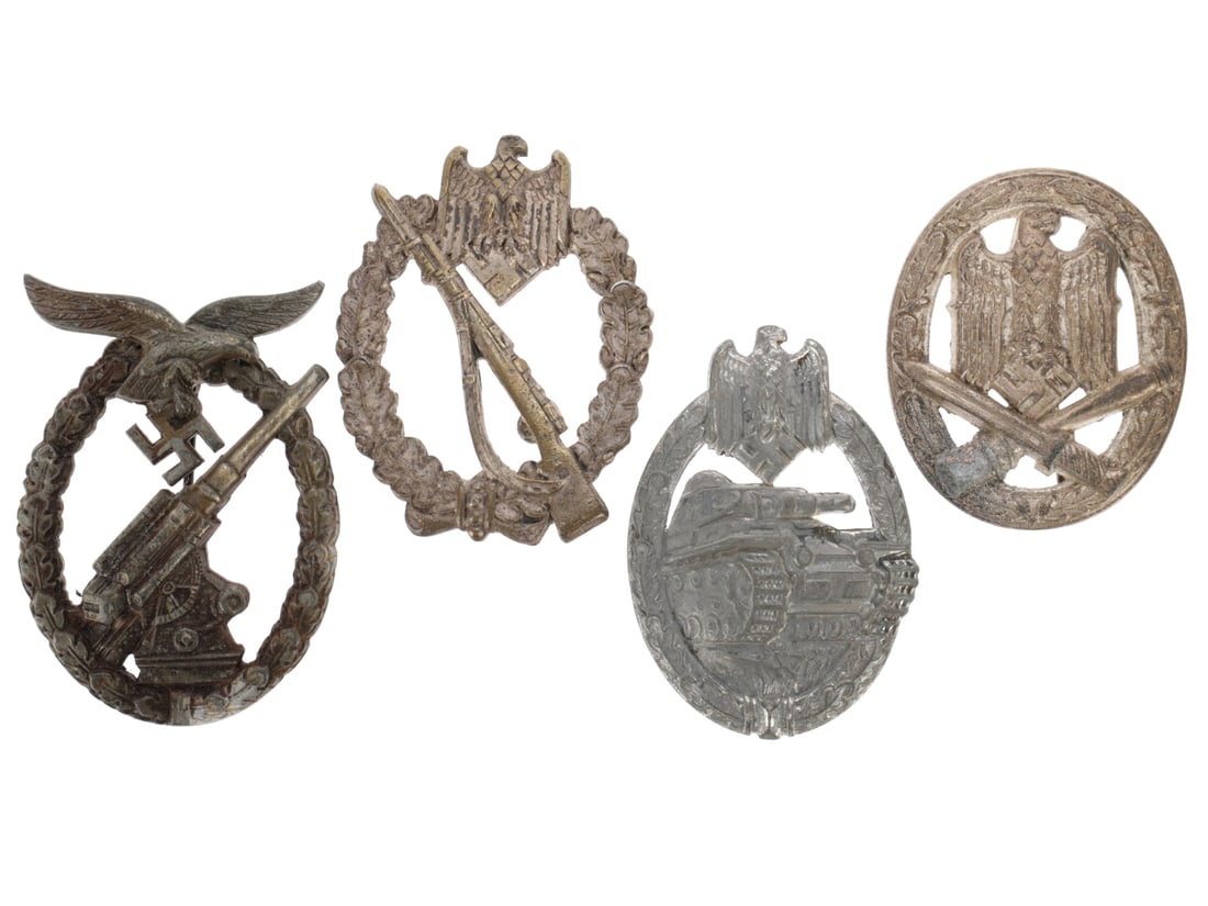 German WWII Badge Lot: Flak, Infantry Assault, General Assault, and Panzer Assault (1 of 3)