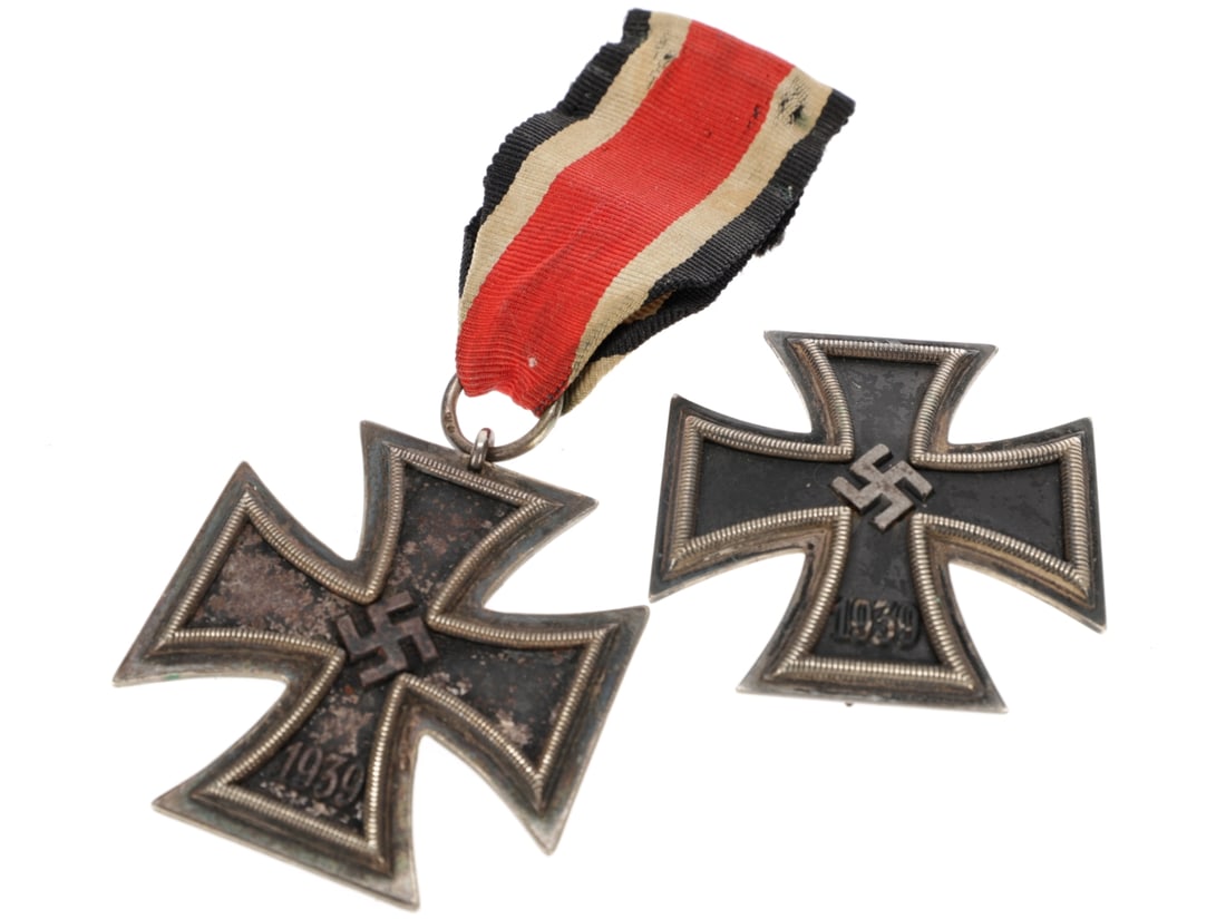 1939 Iron Cross Lot: First Class by Fritz Zimmermann, and Unmarked Second Class Example