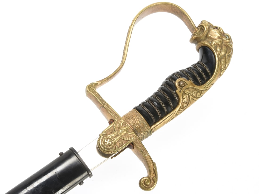 WWII German Army Officer's Sword with Lion Head Pommel: E & F Horster & Co. (1 of 7)