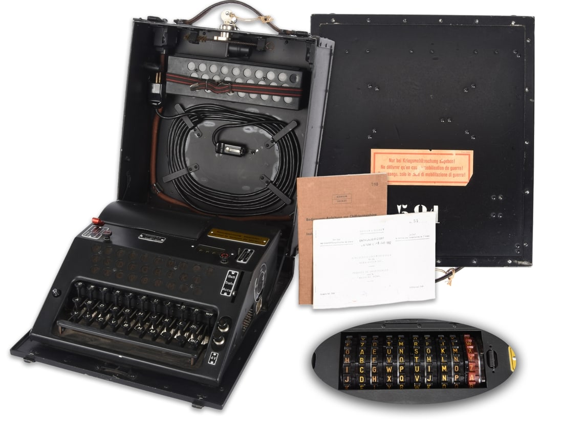 Swiss NEMA Model 45 Cipher Machine - the successor to Enigma: Swiss NEMA Model 45 Cipher Machine - the successor to Enigma Only Issue In Case of War Mobilization! Reads the front of this exceptionally pristine NEMA example. Well-preserved original Swiss NEMA Mod