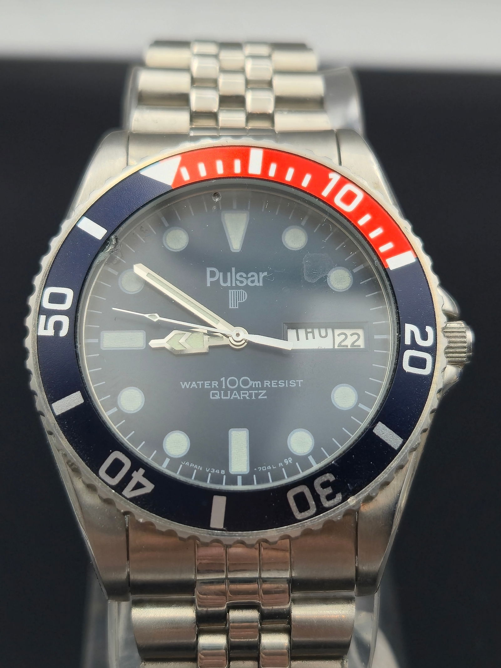 1986 Seiko Pulsar Pepsi Quartz Dive Watch 100 on Original Bracele (1 of 8)