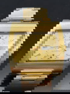 Vintage Elgin Automatic Gold-tone Big Rectangular Face Watch: Vintage Elgin, automatic gold tone rectangular men's watch.