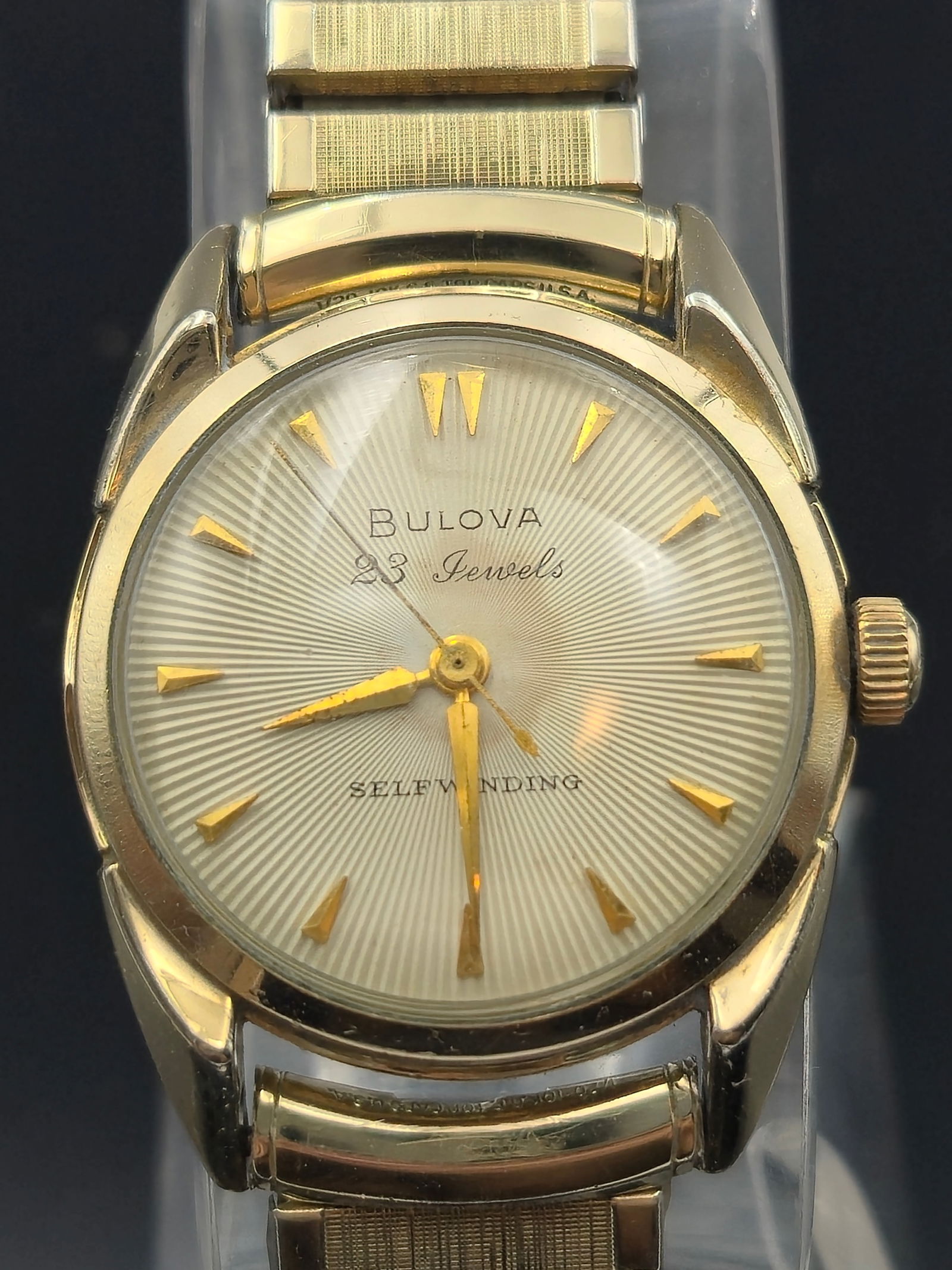 1958 Bulova 23 Jewels self winding Men's Watch 10k RGP Bezel -Stretch Band (1 of 10)