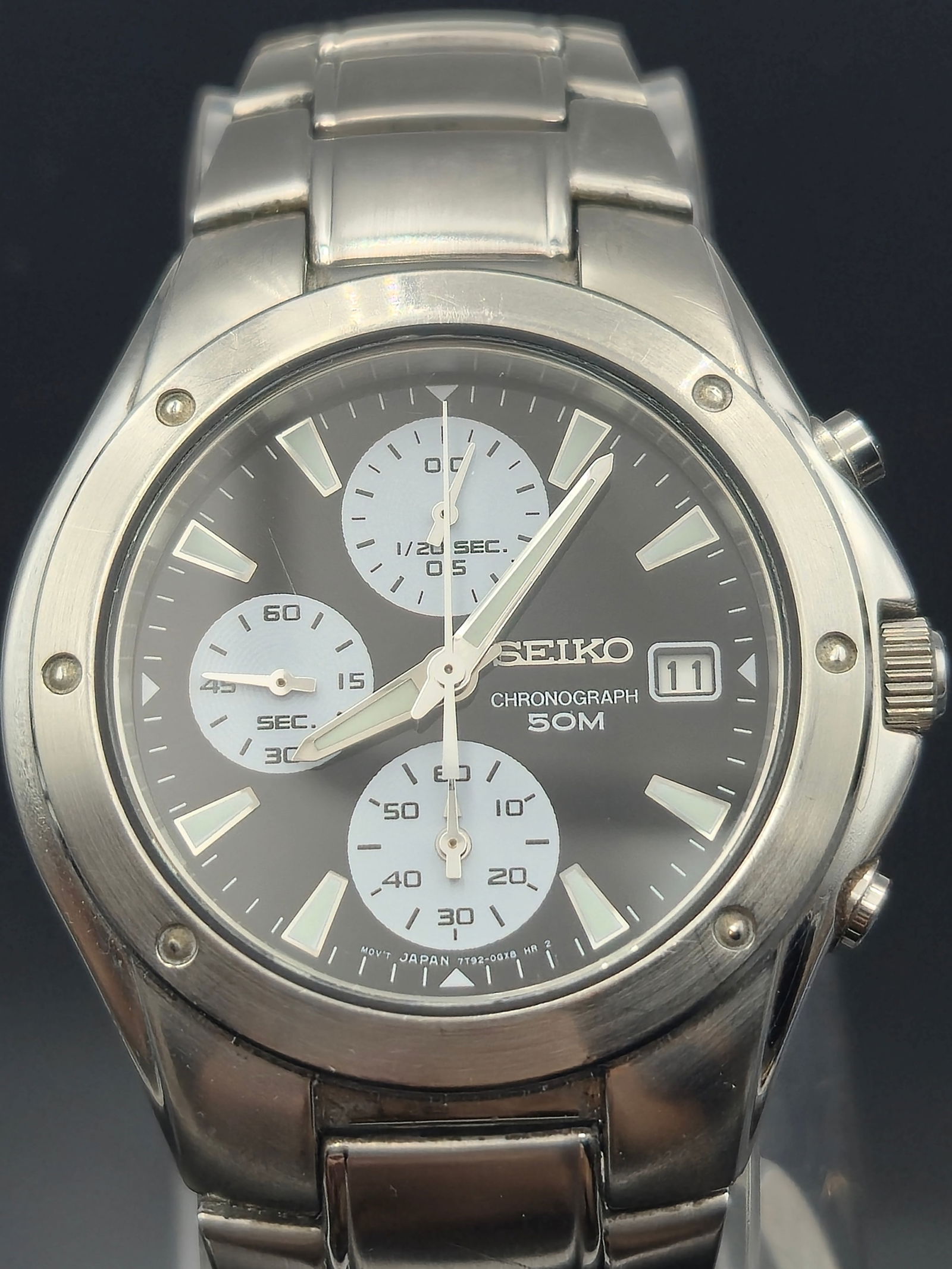 Seiko 7T92-0FX0 Chronograph 50M Quartz Men's Watch – Stainless Steel (1 of 9)