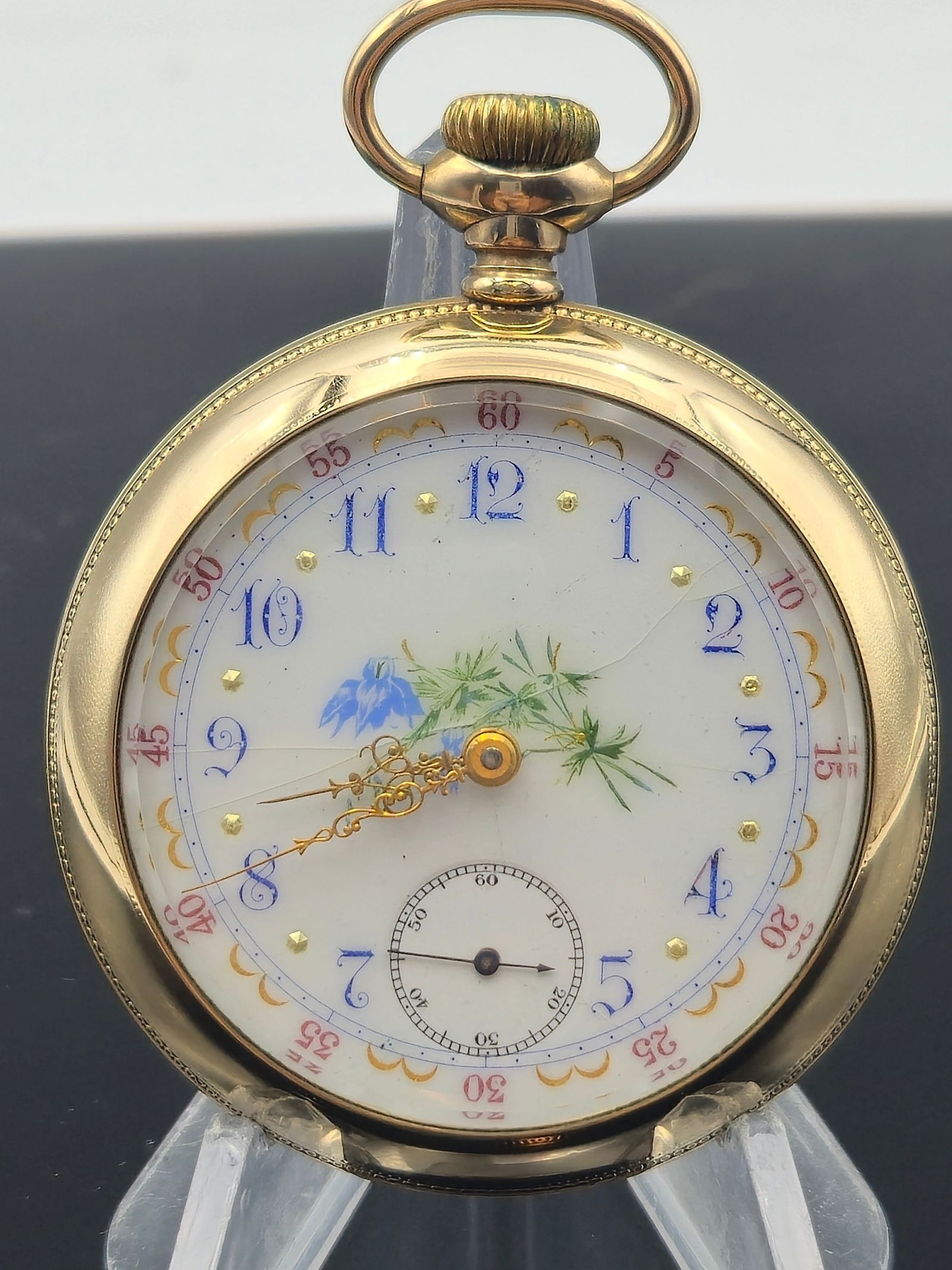 Antique U.S. Watch Co. Waltham 15j Pocket Watch – Enamel Floral Dial low serial # (1 of 9)