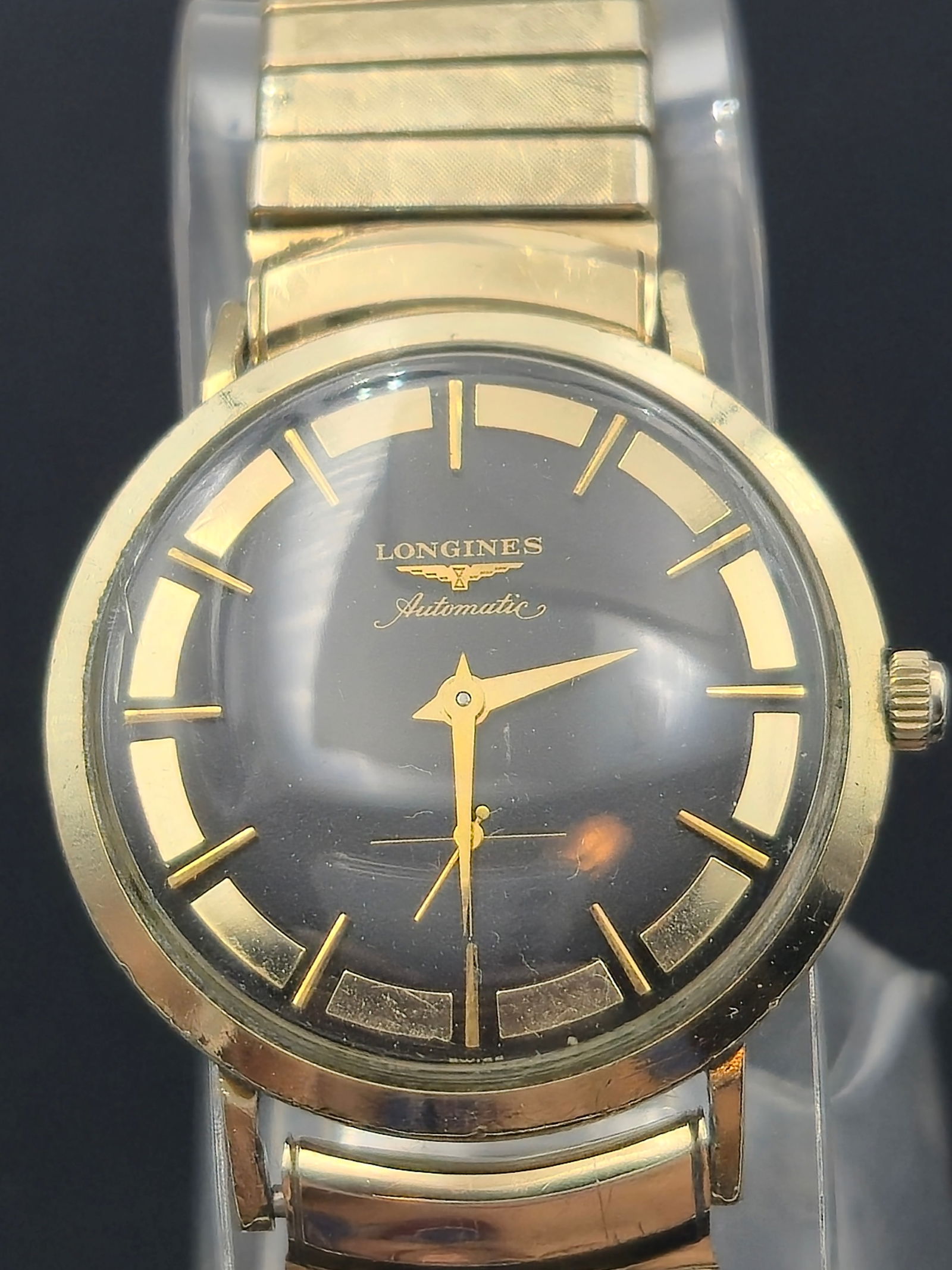 Vintage Longines Automatic Gents Dress Watch – 10K Gold-Filled Case, Black Dial (1 of 10)